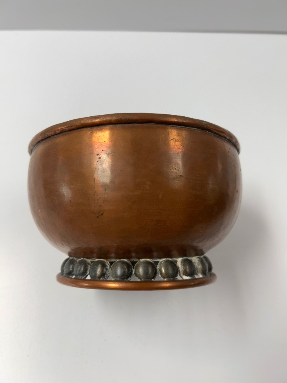 Vintage Serge Nekrassoff 6" Hand Hammered Bowl  Pewter Ball Base Embellishment